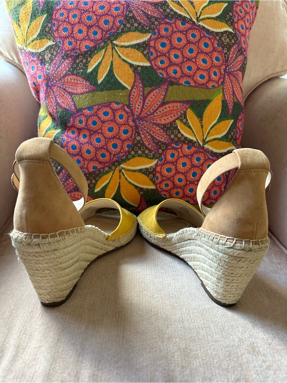 Women’s Yellow Espadrille Wedge Sandals with Ankle Strap - Picture 5 of 5